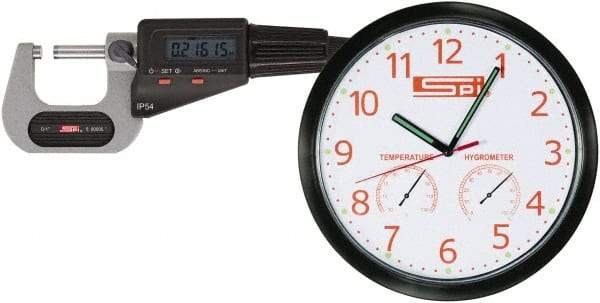 SPI - 0 to 1" Range, 0.00005" Resolution, Standard Throat IP54 Electronic Outside Micrometer - 0.00016" Accuracy, Friction Thimble, Carbide-Tipped Face, LR44 Battery, Includes NIST Traceable Certification of Inspection - Benchmark Tooling