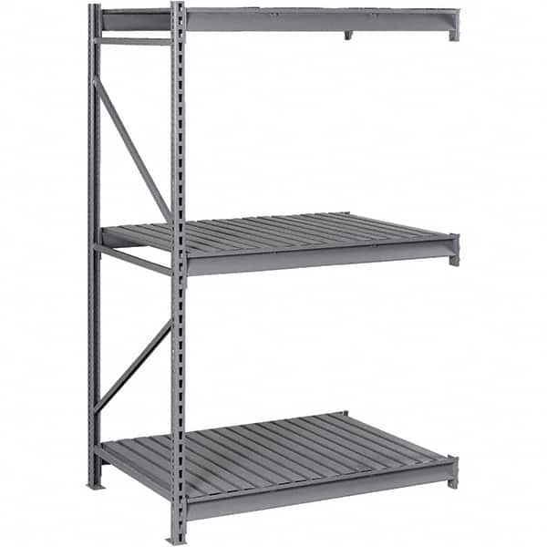 Tennsco - 3 Shelf Add-On Steel Corrugated Deck Open Steel Shelving - 48" Wide x 96" High x 36" Deep, Medium Gray - Benchmark Tooling