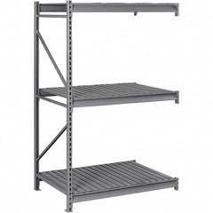 Tennsco - 3 Shelf Add-On Steel Corrugated Deck Open Steel Shelving - 72" Wide x 120" High x 36" Deep, Medium Gray - Benchmark Tooling