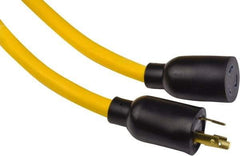 Southwire - 50', 12/3 Gauge/Conductors, Yellow Industrial Extension Cord - 3 Receptacles, 20 Amps, 125 VAC, UL SJTW, NEMA 5-15P - Benchmark Tooling