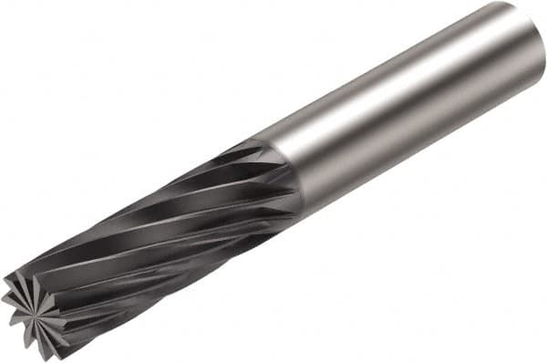 Sandvik Coromant - 12mm, 31.8mm LOC, 12mm Shank Diam, 82.5mm OAL, 11 Flute, Solid Carbide Square End Mill - Single End, Diamond Finish, Spiral Flute, 4° Helix, Centercutting, Right Hand Cut, Right Hand Flute, Series CoroMill Plura - Benchmark Tooling