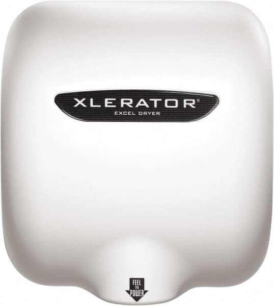 Excel Dryer - 1450 Watt White Finish Electric Hand Dryer - 110/120 Volts, 12.2 Amps, 11-3/4" Wide x 12-11/16" High x 6-11/16" Deep - Benchmark Tooling