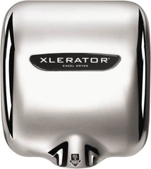 Excel Dryer - 1450 Watt Silver Finish Electric Hand Dryer - 110/120 Volts, 12.2 Amps, 11-3/4" Wide x 12-11/16" High x 6-11/16" Deep - Benchmark Tooling