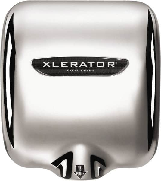 Excel Dryer - 1490 Watt Silver Finish Electric Hand Dryer - 208/277 Volts, 6.2 Amps, 11-3/4" Wide x 12-11/16" High x 6-11/16" Deep - Benchmark Tooling