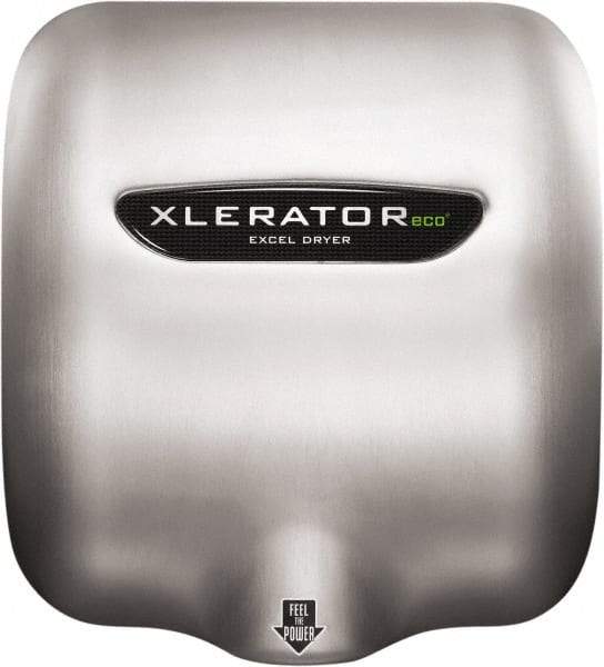 Excel Dryer - 500 Watt Silver Finish Electric Hand Dryer - 208/277 Volts, 2.2 Amps, 11-3/4" Wide x 12-11/16" High x 6-11/16" Deep - Benchmark Tooling