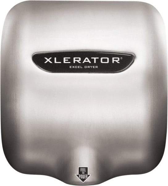 Excel Dryer - 1490 Watt Silver Finish Electric Hand Dryer - 208/277 Volts, 6.2 Amps, 11-3/4" Wide x 12-11/16" High x 6-11/16" Deep - Benchmark Tooling