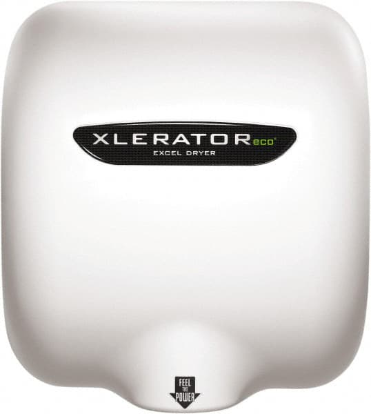 Excel Dryer - 530 Watt White Finish Electric Hand Dryer - 110/120 Volts, 4.5 Amps, 11-3/4" Wide x 12-11/16" High x 6-11/16" Deep - Benchmark Tooling