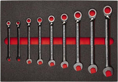 Proto - 9 Piece, 9/32" to 3/4", Spline Combination Wrench Set - Inch Measurement Standard, Black/Chrome Finish, Comes in Roll Pouch - Benchmark Tooling