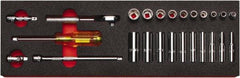 Proto - 25 Piece 1/4" Drive Chrome Finish Deep Well Socket Set - 6 Points, 3/16" to 9/16" Range, Inch Measurement Standard - Benchmark Tooling