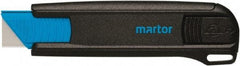 Martor USA - Retractable Utility Knife - 1.53" Blade, Black & Blue Polycarbonate Handle, 1 Blade Included - Benchmark Tooling