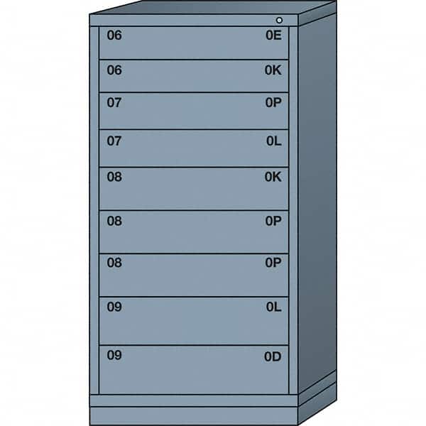 Lyon - 9 Drawer, Standard Eye-Level - Single Drawer Access Cabinet - Steel, 30" Wide x 28-1/4" Deep x 59-1/4" High, Dove Gray - Benchmark Tooling