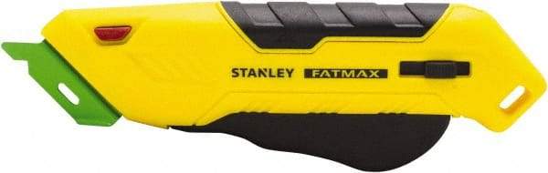 Stanley - Retractable Box Cutter - 2.175" Steel Blade, Yellow & Black Bi-Material Handle, 4 Blades Included - Benchmark Tooling