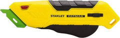 Stanley - Retractable Box Cutter - 2.175" Steel Blade, Yellow & Black Bi-Material Handle, 4 Blades Included - Benchmark Tooling