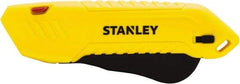 Stanley - Retractable Safety Utility Knife - 2.175" Steel Blade, Yellow & Black Plastic Handle, 1 Blade Included - Benchmark Tooling