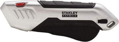 Stanley - Retractable Safety Utility Knife - 2.175" Steel Blade, Silver & Black Ergonomic Non-slip Grips Handle, 1 Blade Included - Benchmark Tooling