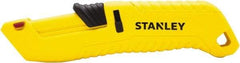 Stanley - Retractable Safety Utility Knife - 2.175" Steel Blade, Yellow & Black Contoured Plastic Handle, 4 Blades Included - Benchmark Tooling