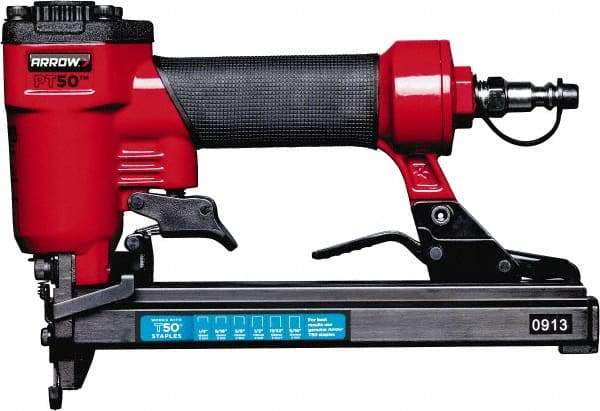 Arrow - 3/8" Crown, 16 Gauge, 100 Staple Capacity Power Stapler - 3/8" Inlet, 120 psi Air Pressure, Includes 2 Hex Wrenches - Benchmark Tooling