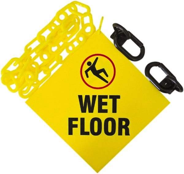 PRO-SAFE - 12' Long x 2" Wide Plastic Wet Floor Sign Kit - Yellow - Benchmark Tooling