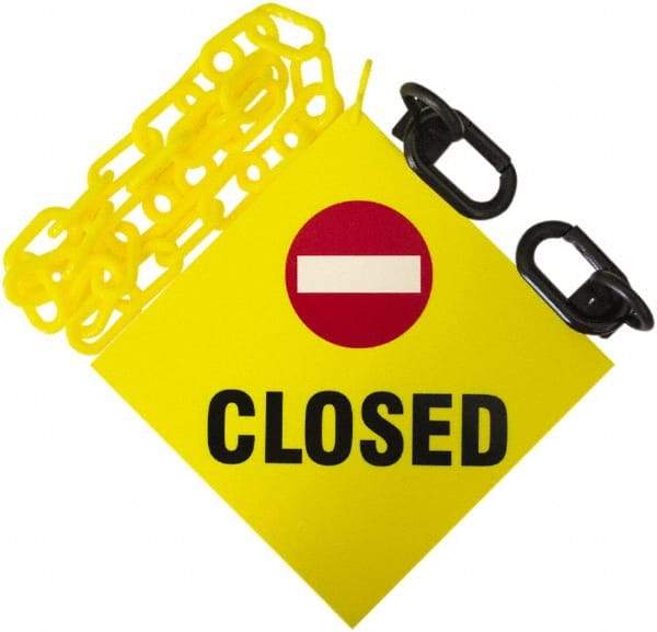 PRO-SAFE - 6' Long x 2" Wide Plastic Closed Sign Kit - Yellow - Benchmark Tooling