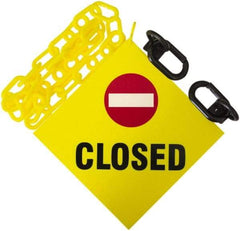 PRO-SAFE - 6' Long x 2" Wide Plastic Closed Sign Kit - Yellow - Benchmark Tooling