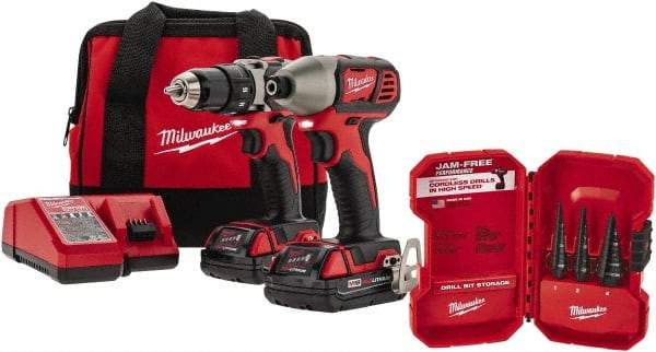 Milwaukee Tool - 18 Volt Cordless Tool Combination Kit - Includes Compact Drill/Driver & Impact Driver, Lithium-Ion Battery Included - Benchmark Tooling