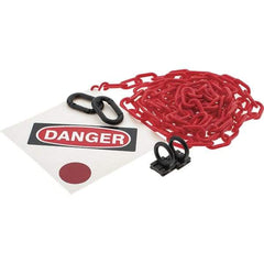 PRO-SAFE - 8" High Pedestrian Danger Sign Kit - 12' Long Plastic Rope - Benchmark Tooling