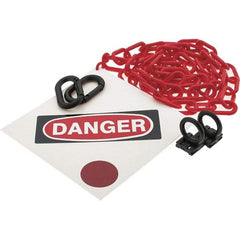 PRO-SAFE - 8" High Pedestrian Danger Sign Kit - 6' Long Plastic Rope - Benchmark Tooling