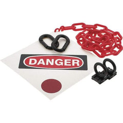 PRO-SAFE - 8" High Pedestrian Danger Sign Kit - 3' Long Plastic Rope - Benchmark Tooling
