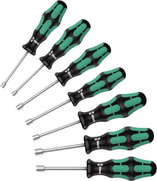 Wera - 7 Piece, 5 to 13mm Nut Driver Set - Hollow Shaft, Ergonomic Handle - Benchmark Tooling