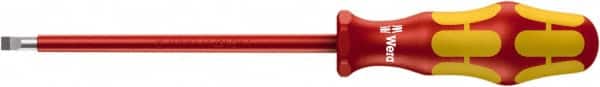 Wera - 4mm Blade Width, 9-3/4" OAL Slotted Screwdriver - 150mm Blade Length, Round Shank, Acetate with Rubber Grip Handle - Benchmark Tooling