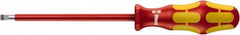Wera - 4mm Blade Width, 9-3/4" OAL Slotted Screwdriver - 150mm Blade Length, Round Shank, Acetate with Rubber Grip Handle - Benchmark Tooling