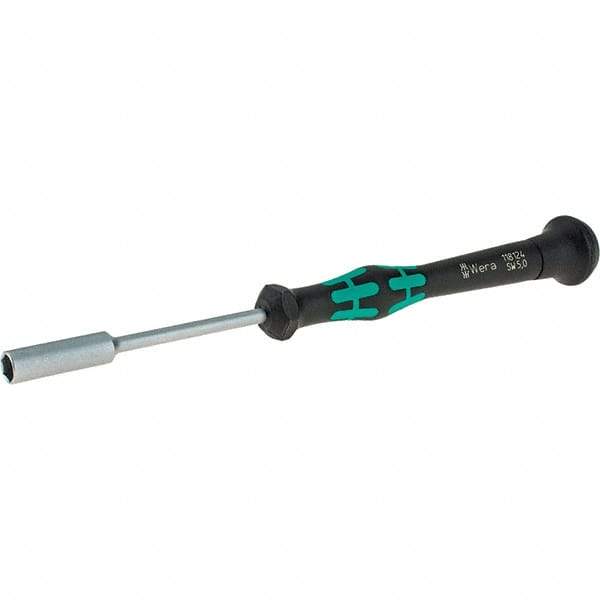 Wera - 5mm Solid Shaft Precision Nutdriver - Cushion Grip Handle, 6-1/4" OAL - Benchmark Tooling