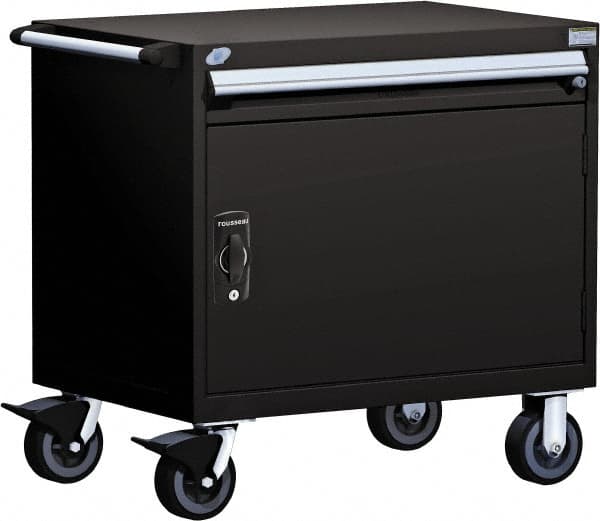 Rousseau Metal - 4 Drawer Steel Tool Roller Cabinet - 30" Wide x 35-1/8" High x 21" Deep, Ball Bearing Drawer Slides, Black - Benchmark Tooling