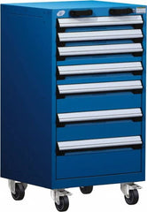 Rousseau Metal - 7 Drawer Steel Tool Roller Cabinet - 24" Wide x 43-1/8" High x 27" Deep, Ball Bearing Drawer Slides, Blue - Benchmark Tooling