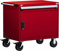 Rousseau Metal - 1 Drawer Steel Tool Roller Cabinet - 30" Wide x 35-1/8" High x 27" Deep, Ball Bearing Drawer Slides, Red - Benchmark Tooling