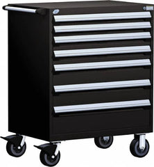 Rousseau Metal - 5 Drawer Steel Tool Roller Cabinet - 36" Wide x 45-1/2" High x 24" Deep, Ball Bearing Drawer Slides, Black - Benchmark Tooling