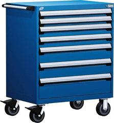 Rousseau Metal - 5 Drawer Steel Tool Roller Cabinet - 30" Wide x 45-1/2" High x 27" Deep, Ball Bearing Drawer Slides, Blue - Benchmark Tooling