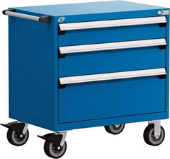 Rousseau Metal - 5 Drawer Steel Tool Roller Cabinet - 30" Wide x 37-1/2" High x 21" Deep, Ball Bearing Drawer Slides, Blue - Benchmark Tooling