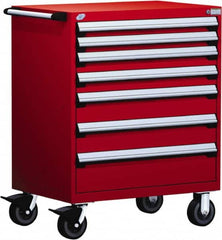 Rousseau Metal - 5 Drawer Steel Tool Roller Cabinet - 36" Wide x 45-1/2" High x 18" Deep, Ball Bearing Drawer Slides, Red - Benchmark Tooling