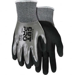 Cut, Puncture & Abrasive-Resistant Gloves: Size S, ANSI Cut A4, ANSI Puncture 5, Nitrile, HPPE Salt & Pepper & Gray, Full Coated, HPPE Back, Double Dipped Grip, ANSI Abrasion 4
