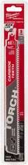 Milwaukee Tool - 9" Long x 1" Thick, Carbide Reciprocating Saw Blade - Straight Profile, 7 TPI, Toothed Edge, Universal Shank - Benchmark Tooling