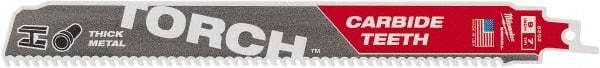 Milwaukee Tool - 9" Long x 1" Thick, Carbide Reciprocating Saw Blade - Straight Profile, 7 TPI, Toothed Edge, Universal Shank - Benchmark Tooling