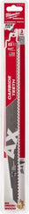 Milwaukee Tool - 12" Long x 1" Thick, Carbide Reciprocating Saw Blade - Tapered Profile, 7 TPI, Toothed Edge, Universal Shank - Benchmark Tooling