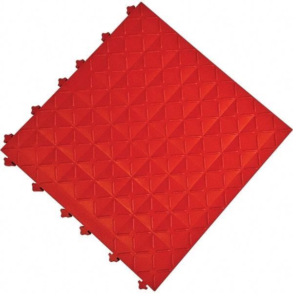 Ergo Advantage - 18" Long x 18" Wide x 1" Thick, Anti-Fatigue Modular Matting Anti-Fatigue Flooring - 2 Interlocking Sides, Red, For Dry Areas - Benchmark Tooling