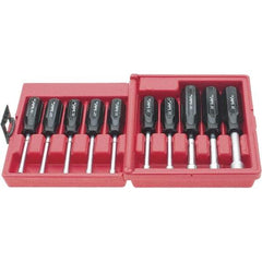 Xcelite - 10 Piece, 4 to 13mm Nut Driver Set - Solid Shaft, Plastic Handle - Benchmark Tooling