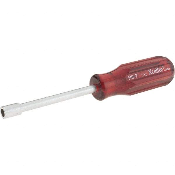 Xcelite - 7/32" Hollow Shaft Nutdriver - Plastic Handle, 7-9/20" OAL - Benchmark Tooling