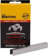 Stanley Bostitch - 1/2" Long x 7/16" Wide, 24 Gauge Crowned Construction Staple - Steel, Chisel Point - Benchmark Tooling