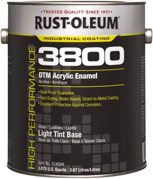 Rust-Oleum - 1 Gal Light Tint Base Gloss Finish Acrylic Enamel Paint - 150 to 270 Sq Ft per Gal, Interior/Exterior, Direct to Metal - Benchmark Tooling