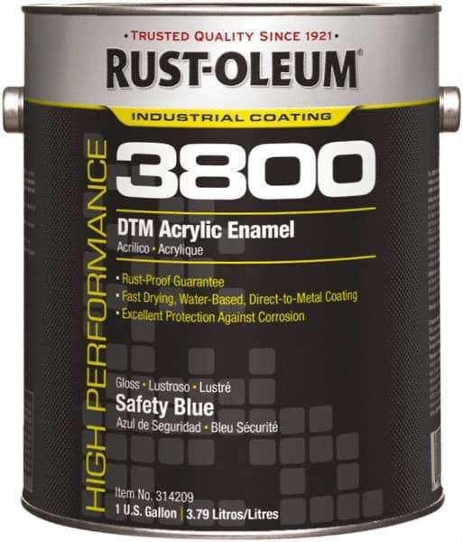 Rust-Oleum - 1 Gal Safety Blue Gloss Finish Acrylic Enamel Paint - 150 to 270 Sq Ft per Gal, Interior/Exterior, Direct to Metal - Benchmark Tooling