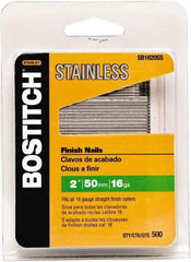 Stanley Bostitch - 16 Gauge 1/16" Shank Diam 2" Long Finishing Nails for Power Nailers - Stainless Steel, Smooth Shank, Straight Stick Adhesive Collation, Round Head, Chisel Point - Benchmark Tooling